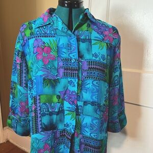 Vintage Hawaiian Floral Button Up Shirt - XL